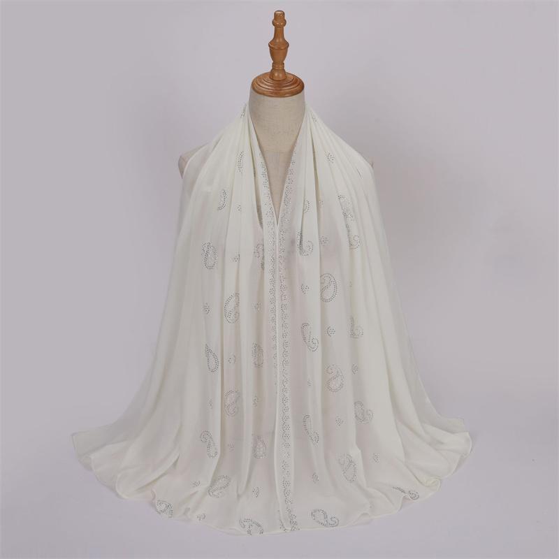 Muslim Bubble Chiffon Instant Hijab Shawls Rhinestone Paisley Floral Diamond Scarfs and Wraps Beach Summer Islamic Ramadan Snood