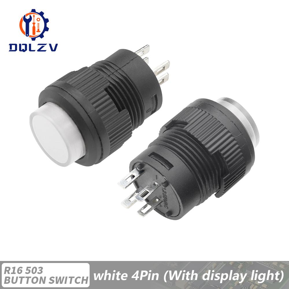 Self-lockin 16MM Latching/Momentary Push Button Switch With 5Color LED lighting 4Pin R16-503/AD R16-503/BD