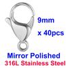 20/30/40 Waterproof 316L Stainless Steel Mirror Polished Lobster Clasps Women 9/10/11/12/13/15/16/19mm Necklace Bracelet Making