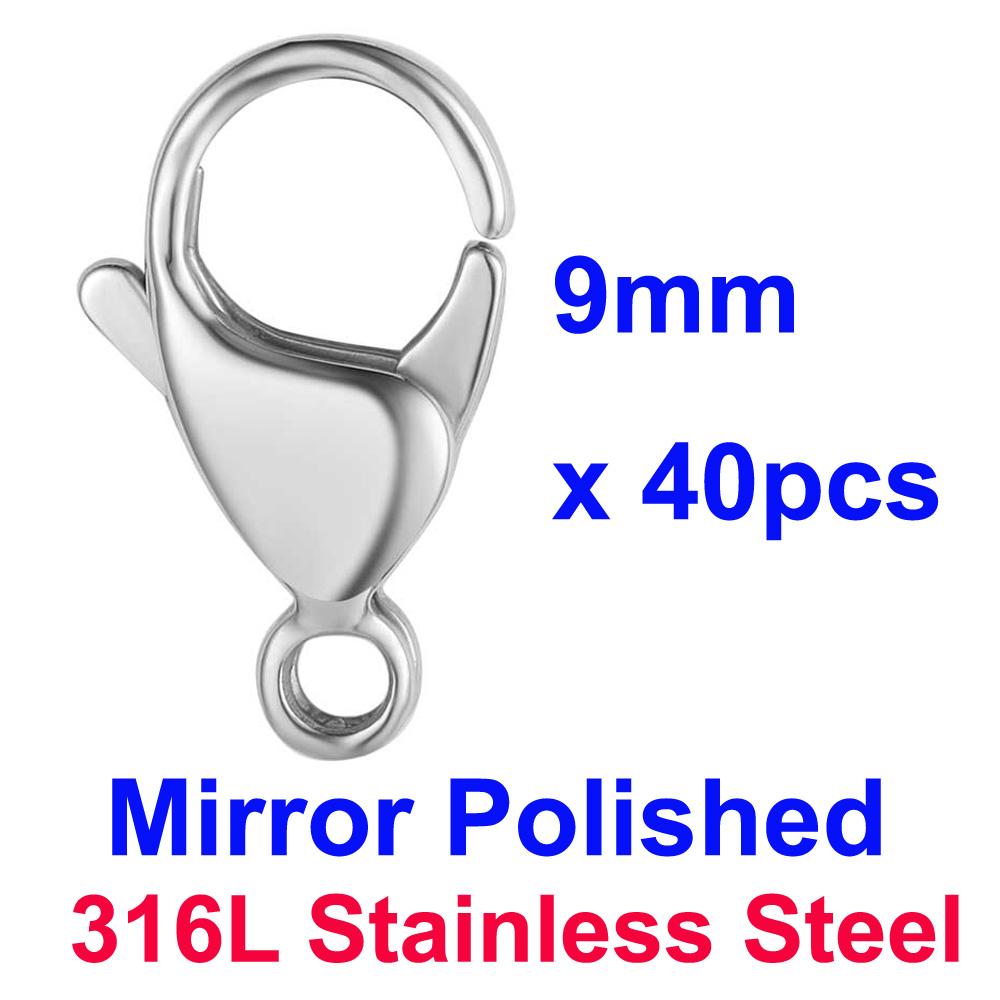 20/30/40 Waterproof 316L Stainless Steel Mirror Polished Lobster Clasps Women 9/10/11/12/13/15/16/19mm Necklace Bracelet Making