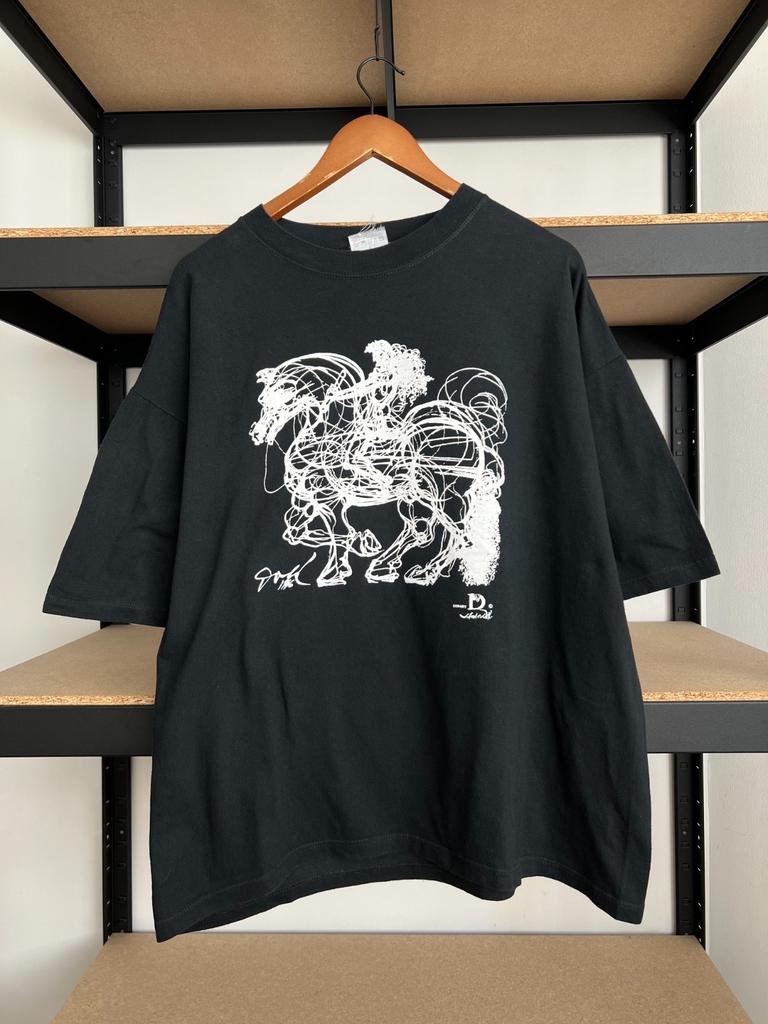 Vintage 1996 Salvador Dali Horse and Rider Drawing Art T-shirt Sz XL