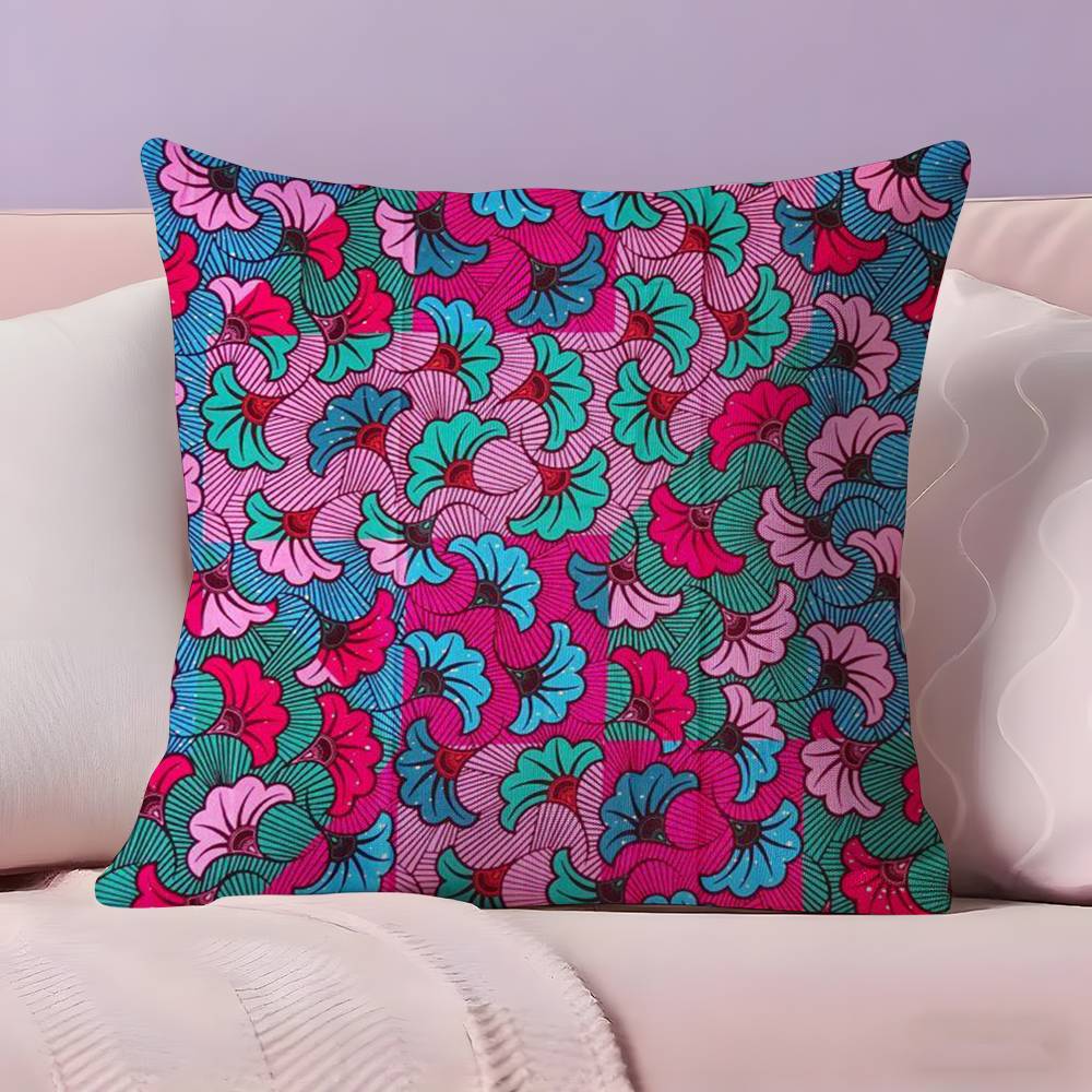 African Style Print Pillow Case  Ultra Soft Skin Friendly Fabric Cloud Like Comfort & Concealed Zipper