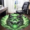 1 Stück Wolfsgeist Stuhlteppich für das Büro, Runder rutschfester langlebiger großer Büroteppich, Geeignet für das Büro, Schöne Dekoration