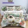 Ragdoll Cat and Fresh Flowers Pattern Bedding Home Decoration Birthday Gift (1 * Duvet Cover + 2 * Pillowcase, Without Core)