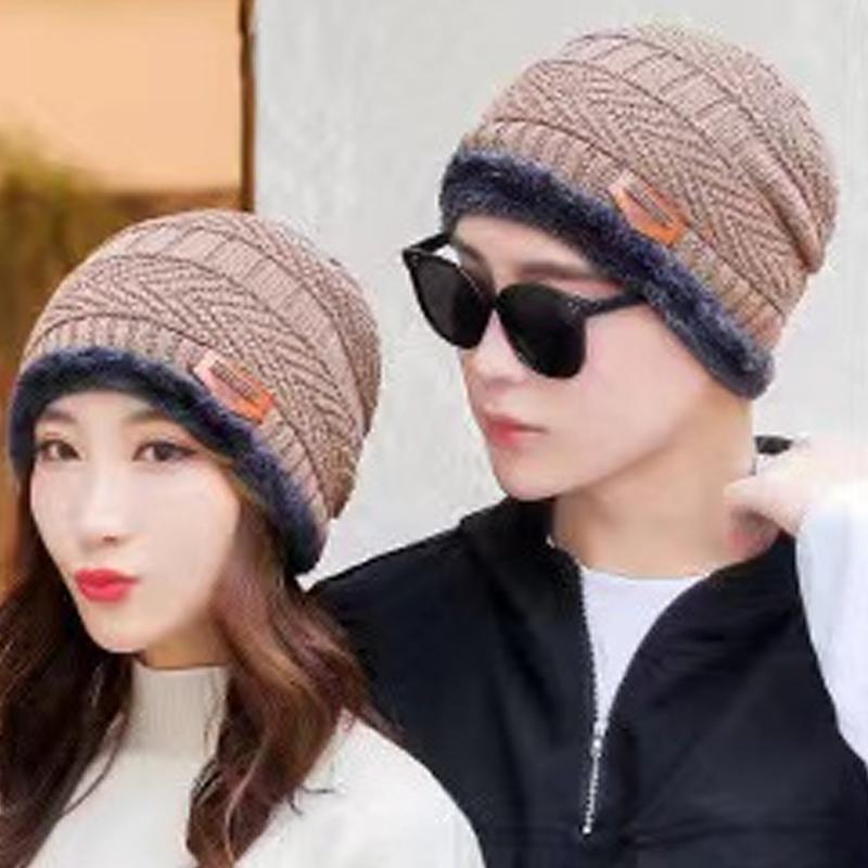 Winter Thickened Knitted Hat For Men, Velvet Warm Neck, Integrated Hat, Thickened Woolen Hat, Windproof And Cold-Resistant Women