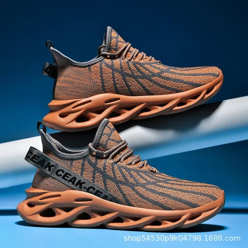 Fashion Summer Autumn Mesh Shoes Cable Knit Base Lightweight Sports Shoe Korean Style Men's Shoes Casual Sports Shoe Tenis Masculino