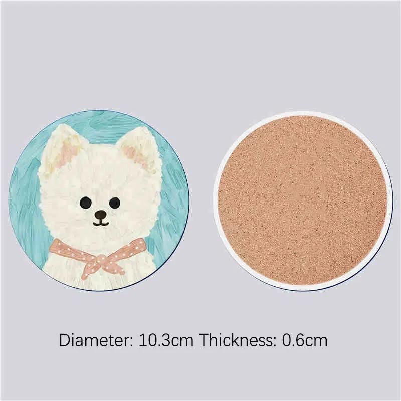 

Мила підставка Кругла Мультяшна Собака Керамічна Креативна Абсорбуюча Підставка Теплоізоляційний Килимок Кухонний Декор Посуду Напої