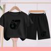 Completo sportivo per bambini: Set di T-shirt casual a maniche corte stampata+pantaloncini adatto per la calda estate