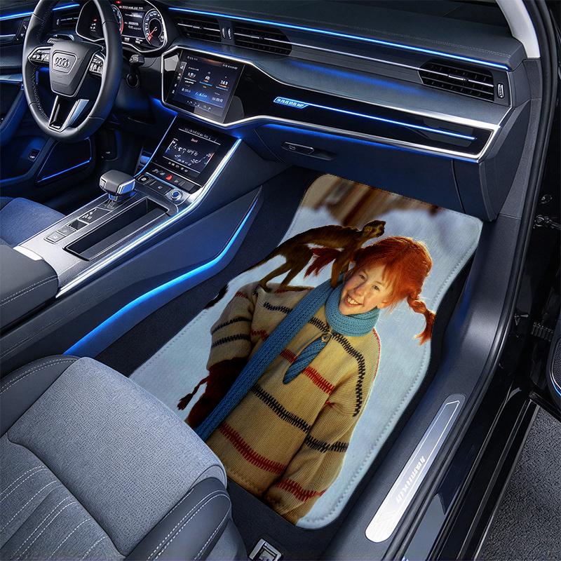 Inger Pippi pattern  Black Car Floor Mats Full Coverage All-Season Car Mats, XPE Non-Slip And Wear-Resistant Mats Suitable for SUV Interiors, Textured