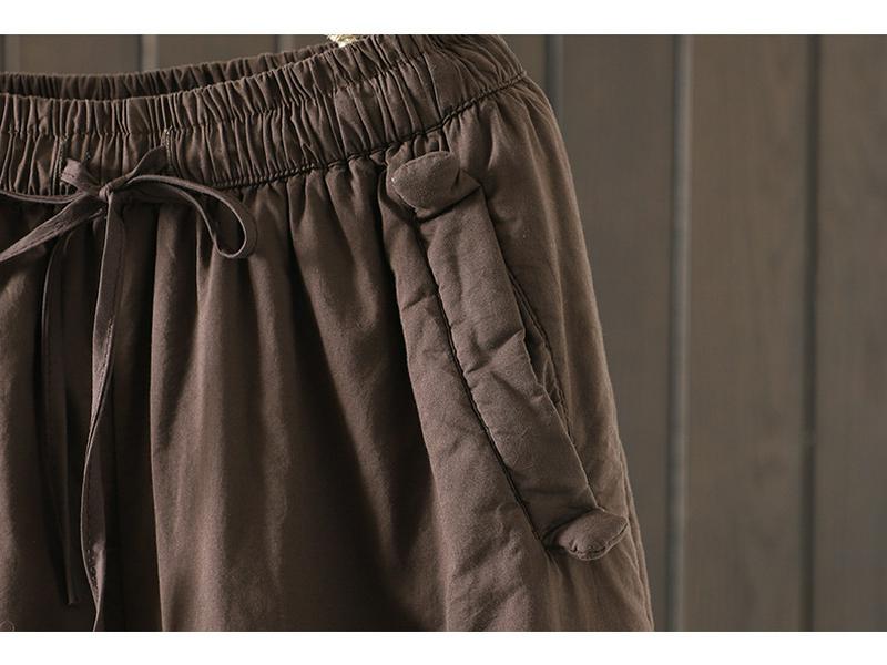 Winter Übergröße Elastischer Bund Hoher Bund Gesteppte Baumwollhose für Damen