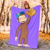 Curious George Flannel Blanket Soft Warm All-Season Throw, Design for Camping, Car Travel, Hiking Sofa, Bed, Office Perfect Gift for Parties
