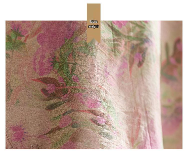 2025 Summer Cotton Linen Floral T-shirt & Harem Pants Set for Women
