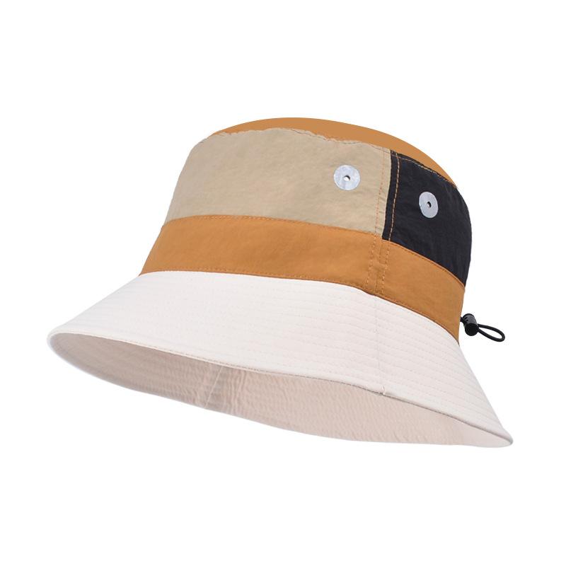 Children's hat quick-drying waterproof color matching bucket hat outdoor travel breathable sunscreen hat men's thin big-brimmed sun hat