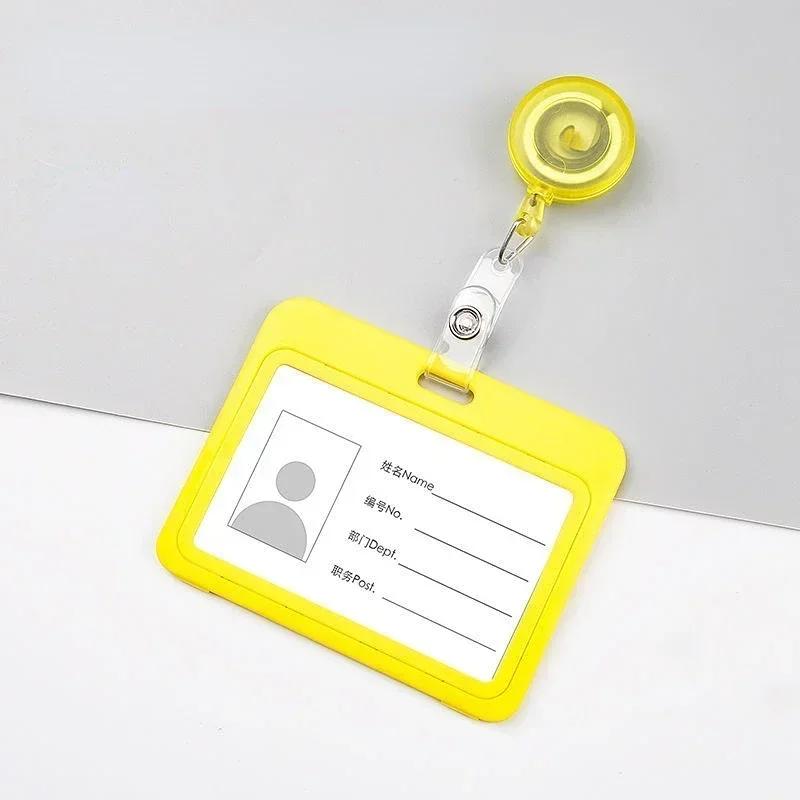 1Set Retractable Badge Holder Reel Staff Nurse Plastic Working ID Name Tag Holder Student Bus Pass Card Cover Case ID Sleeve