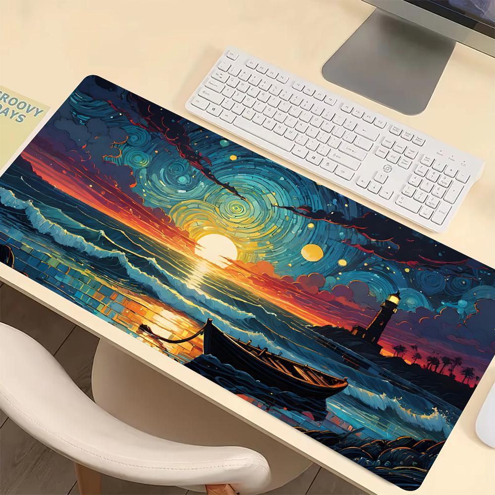 Oil Painting Landscape Mouse Pad Large Gaming Mats Nonslip Rubber Base x Desk Mat Washable Pads for Game Office Playmat