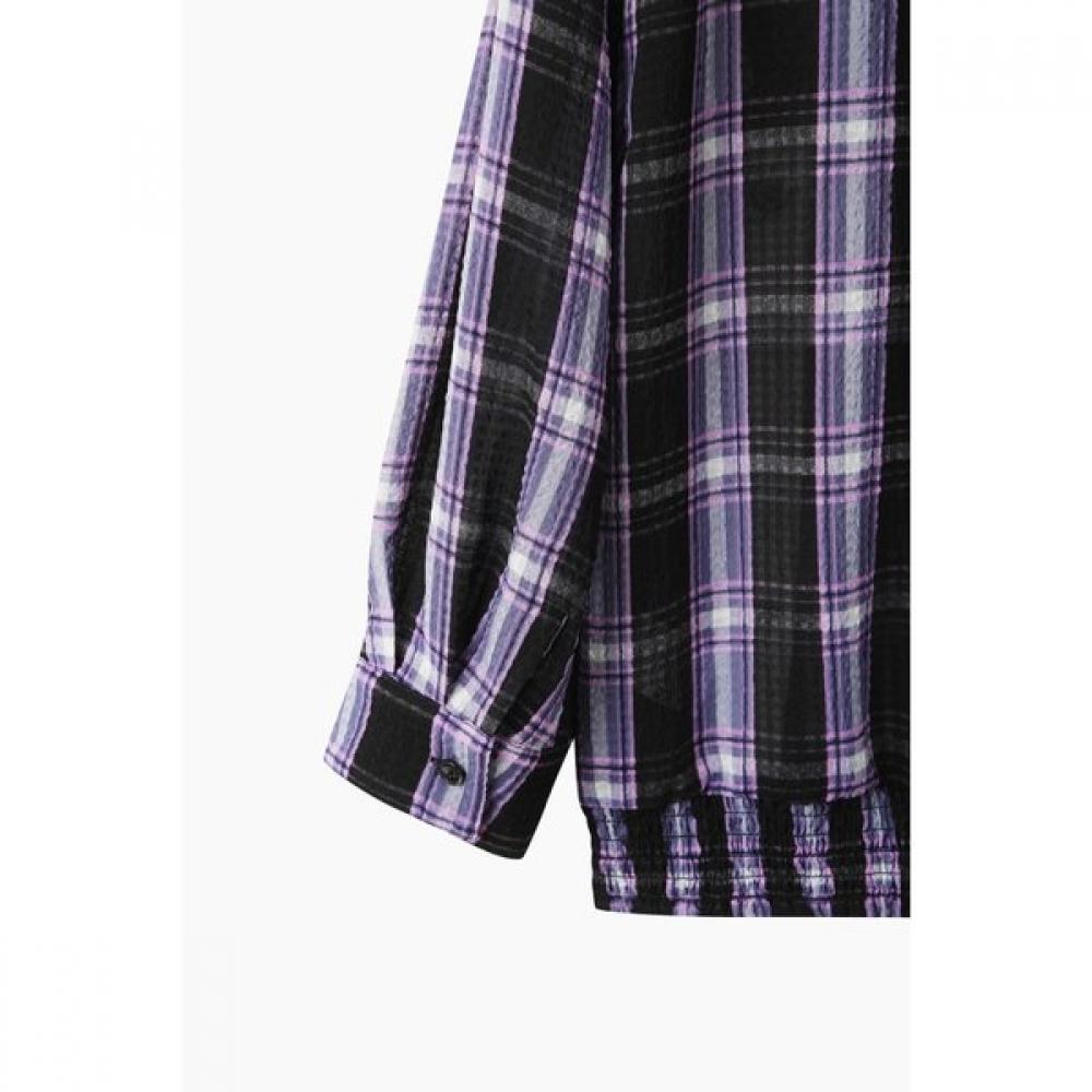 Benetton Smoking Hem Check Sheer Blouse Babl96631