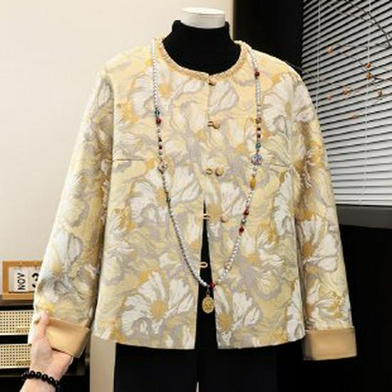 Spring Chinese National Style Jacket - 2026 Tang Suit for Middle-aged & Elderly Women XL жёлтый
