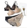 Set reggiseno a triangolo sexy in pizzo patchwork in rete leggermente foderato reggiseno senza fili per seni piccoli set slip intimo donna lingerie