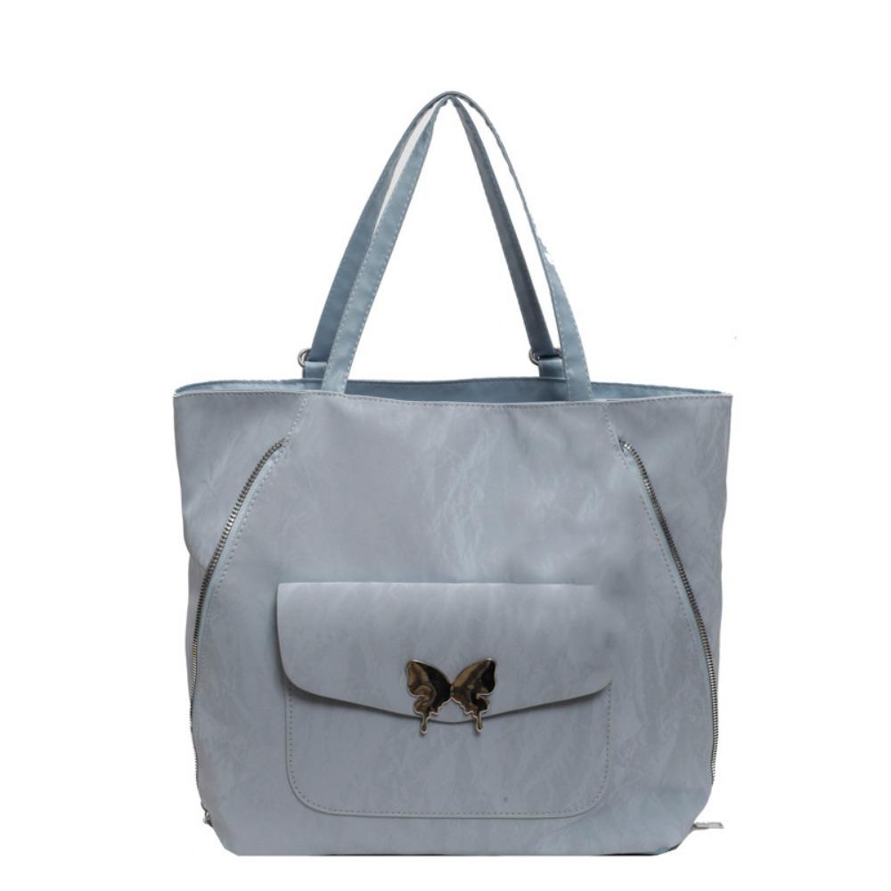 

Korean Style Single Shoulder Bag Retro Women Simple Handbag Butterfly Tote Backpack Shopping синий