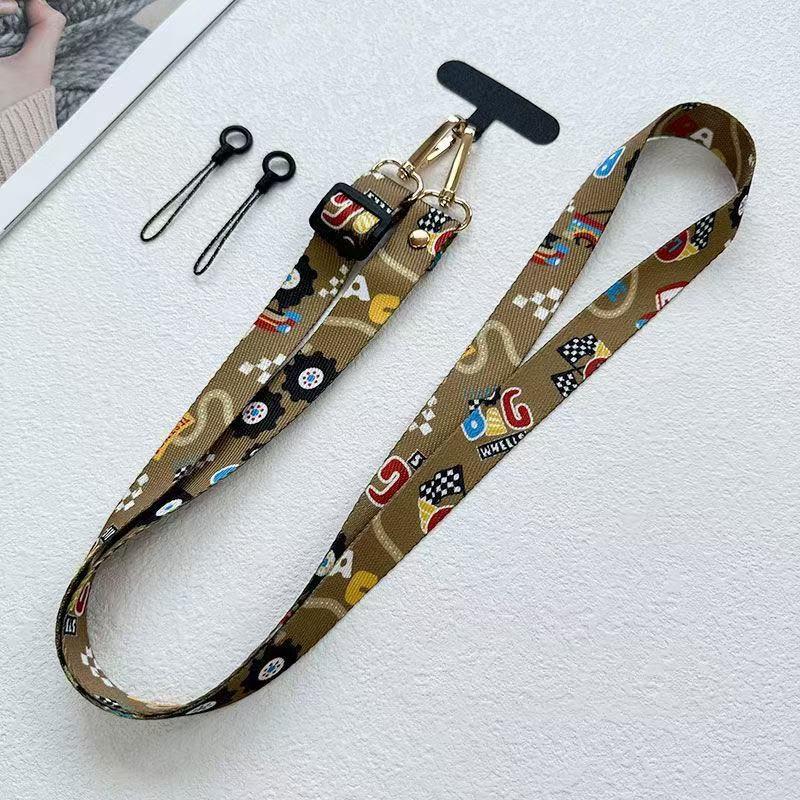Verbesserte Version Retro-Muster Diagonales Band Verstellbar Handy Langes Lanyard Zum Aufhängen am Hals Um Verlust zu Verhindern Seil