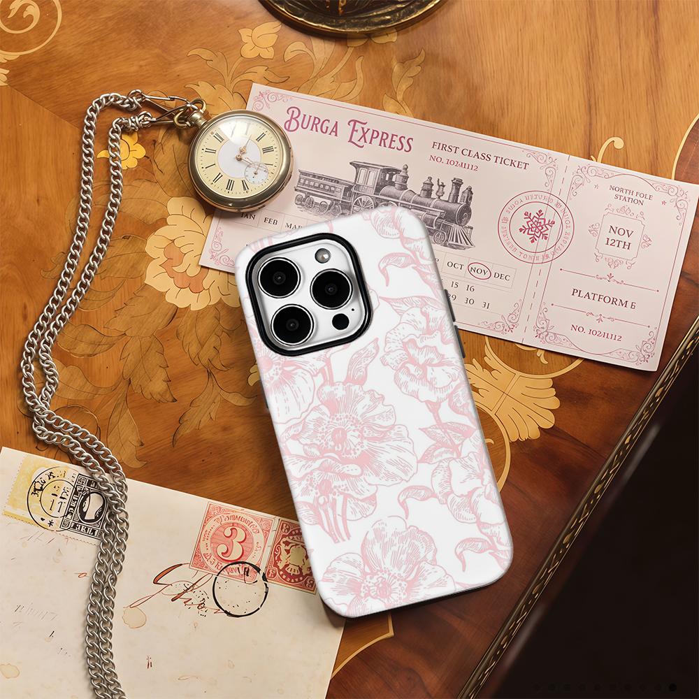 Růžový květ bílý kryt na telefon pro iPhone 16 15 14 13 12 11 X XS XR XSMAX 7 8 Pro Max Plus dvouvrstvý zadní kryt