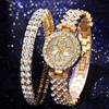 Women's Rhinestone Dial Quartz Watch & Starry Bracelet Gift Set: Simple & Stylish