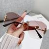 Advanced sunscreen sunglasses women's new gradual change of color sunglasses polygonal large frame women's glasses borderless sunglasses