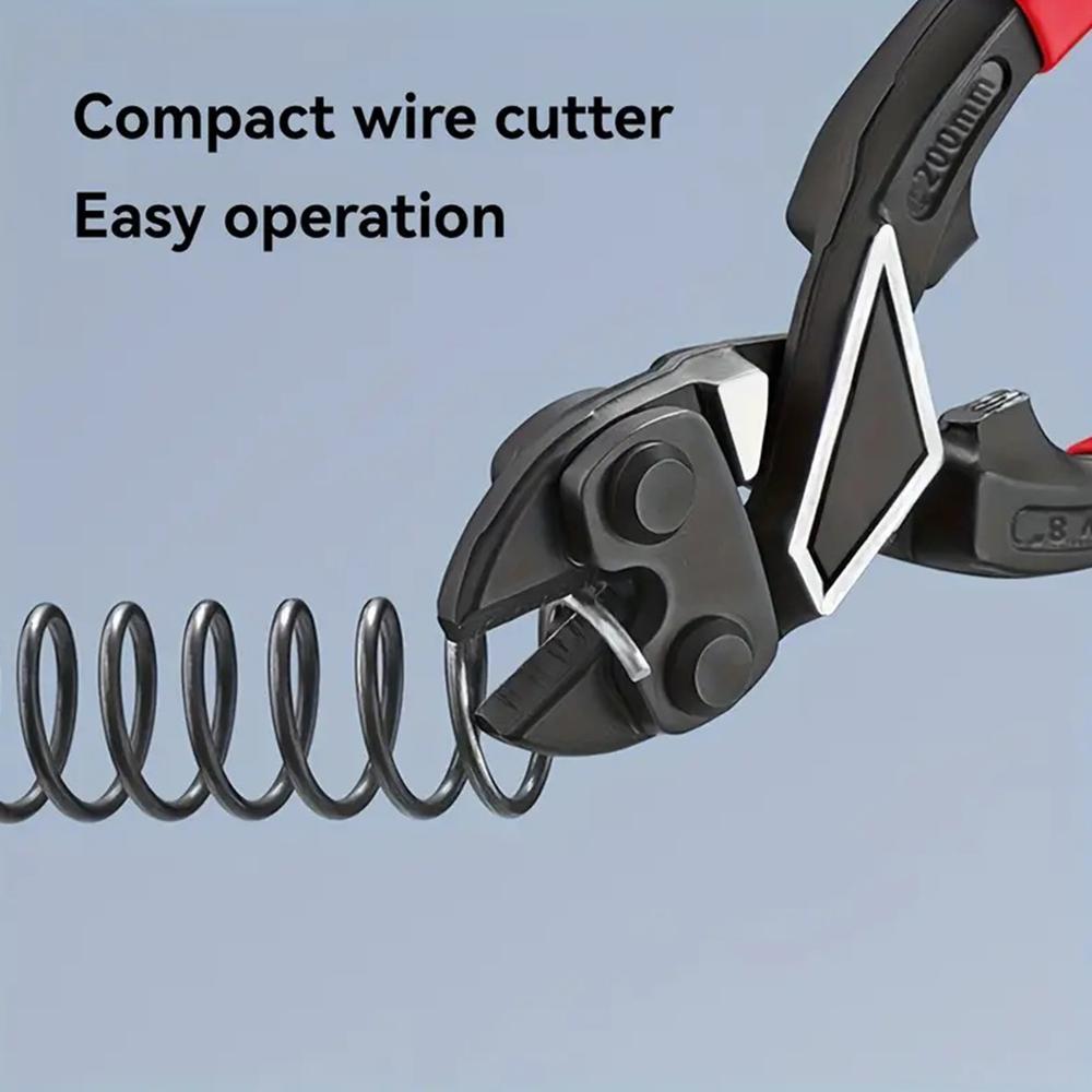 8-Inch Industrial-Grade Steel Bolt Cutter with Anti-Slip Grip - Portable Wire & Bar Scissors for Nail Pulling, Home Improvement
