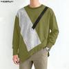 INCERUN T-shirt e Top Casual Larghi da Uomo a Manica Lunga con Patchwork Irregolare e Girocollo