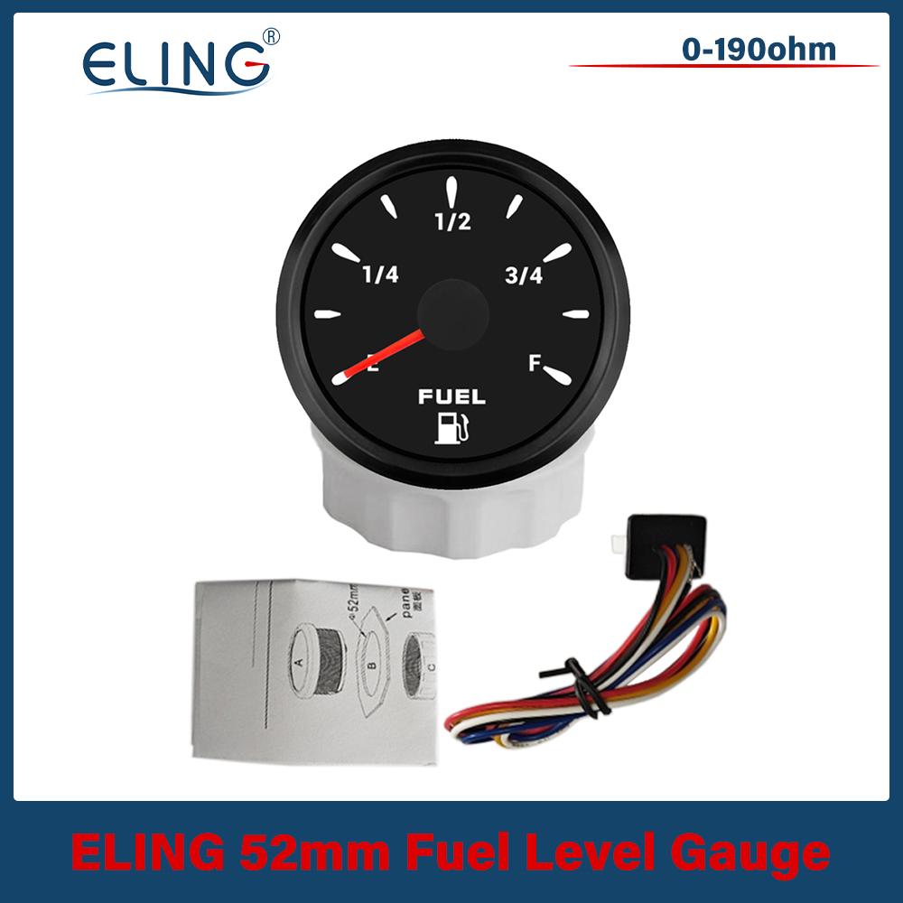 Car Truck Boat Motorcycle Universal 52mm Fuel Level Gauge Meter 0-190ohm 240-33ohm Signal with 7 Colors Backlight 12V 24V