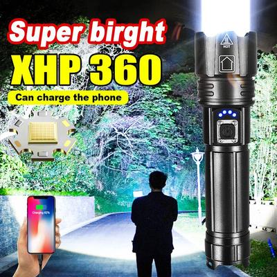 XHP360 36 Πυρήνων Σούπερ Ισχυρός Φακός LED Επαναφορτιζόμενος Φακός Φως Υψηλής Ισχύος Τακτικός Φακός Φανάρι Κάμπινγκ
