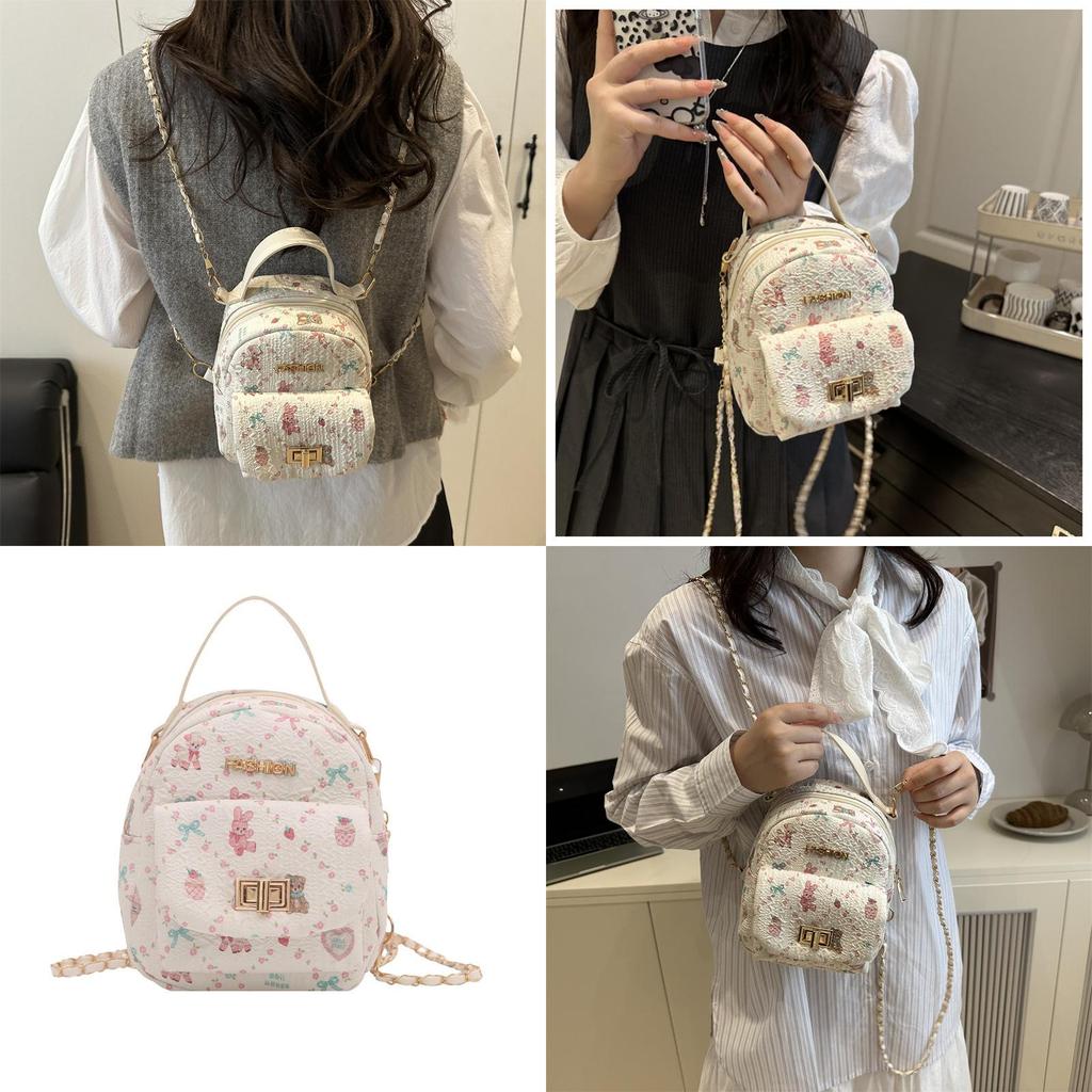 Rabbit Pattern Pu Crossbody Bag With Chain Strap For Daily Use And Fashion Accessory