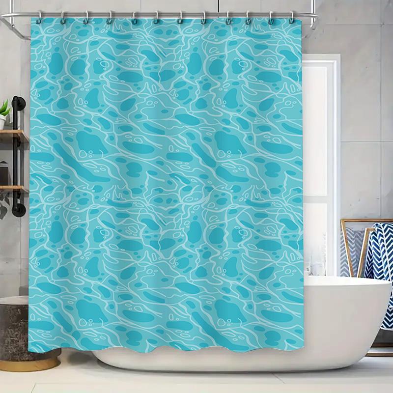 

Blue Watercolor Pattern Shower Curtain Fabric Waterproof Bathroom Decor Set Size Customization Available W60H190(CM)-1 Pcs