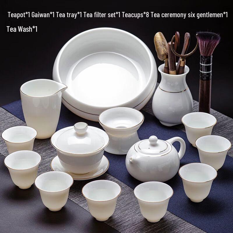 Jiakangming Suet Jade White Porcelain Kung Fu Tea Set