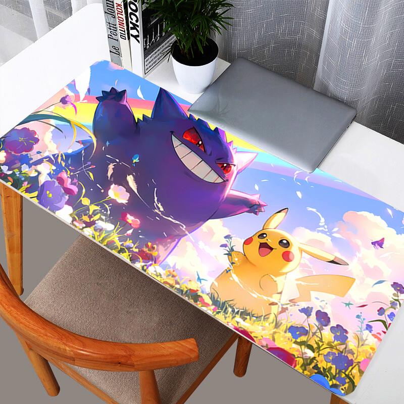 Gengar Pokemon Large Mouse Pad Anime Ghost Type Desk Mat for Gaming Office NonSlip Extended Keyboard Pad