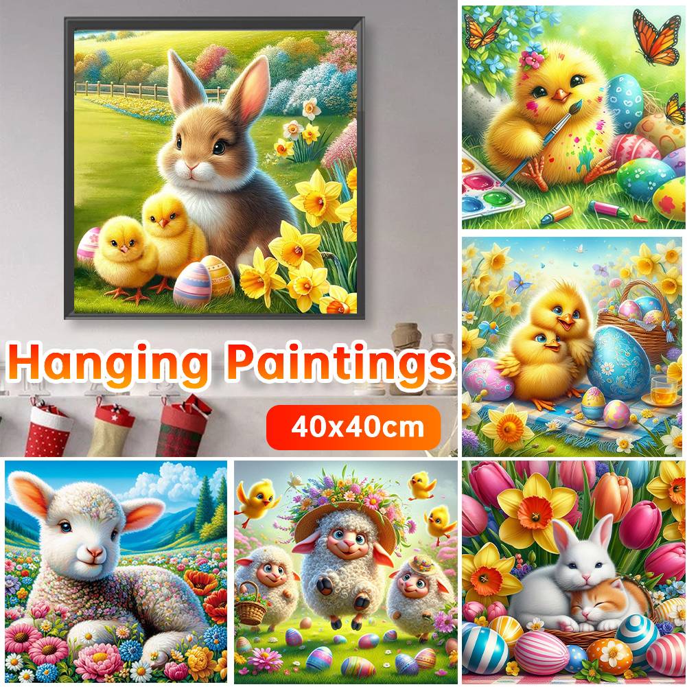 New Easter Kit Home Decor Art Craft 40x40cm 5D DIY Full Round Drill Colorful Diamond Painting Bedroom Living Room Decoration Set