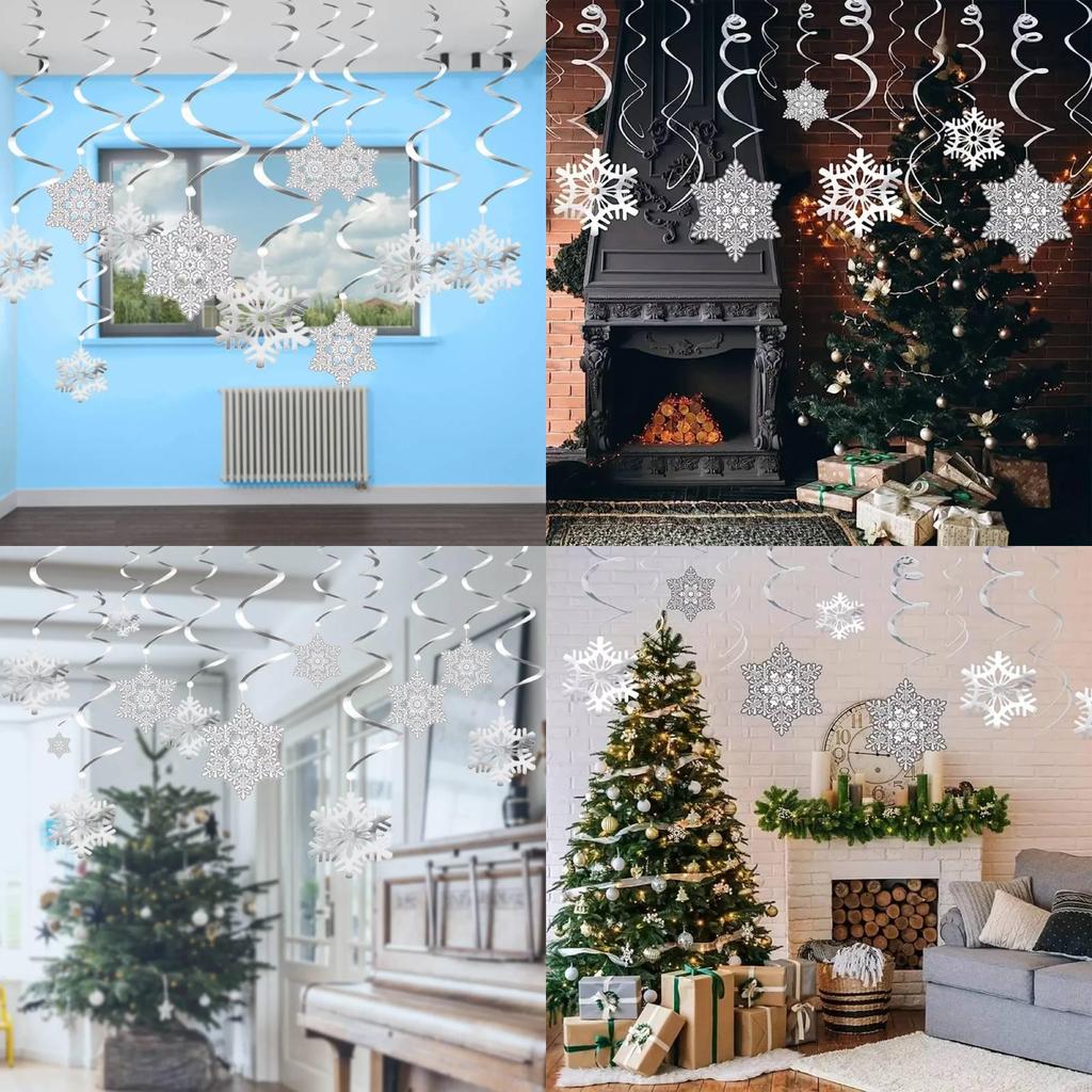 Charming Christmas Snowflake Hanging Decorations With Spiral Design For Festive Displays