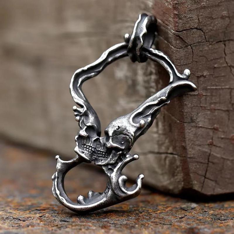 Vintage Gothic Skull Kiss Pendant Necklace Stylish Unisex Jewelry Gift For Couples
