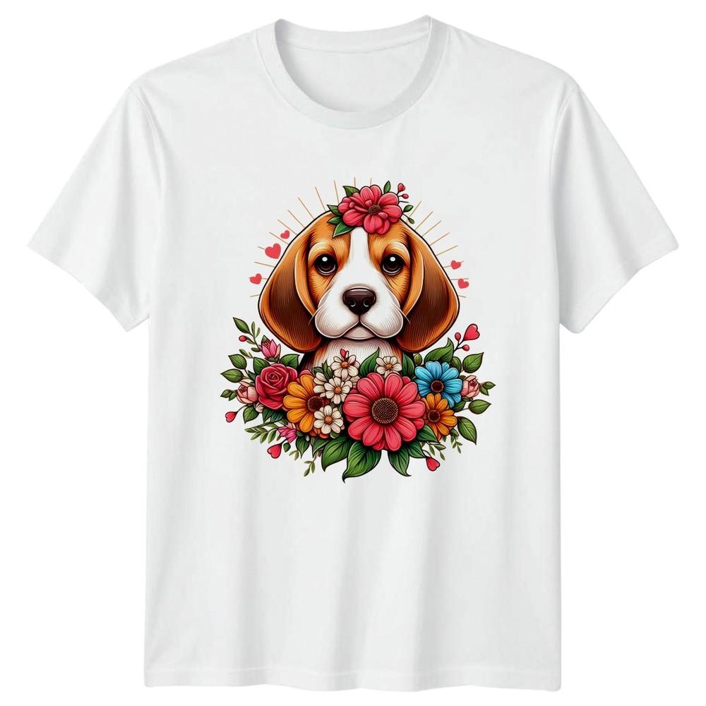 Beagle Dog Floral Puppy With Unisexs TShirt Beagle Dog Pets Mothers Day Gift S