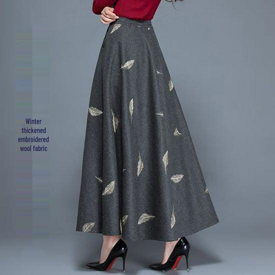 Damen Winter Wollrock mit hohem Bund, A-Linie, mittellang - Warm, Vielseitig, Kälteschutz, Figurschmeichelnd, Weiter Saum.
