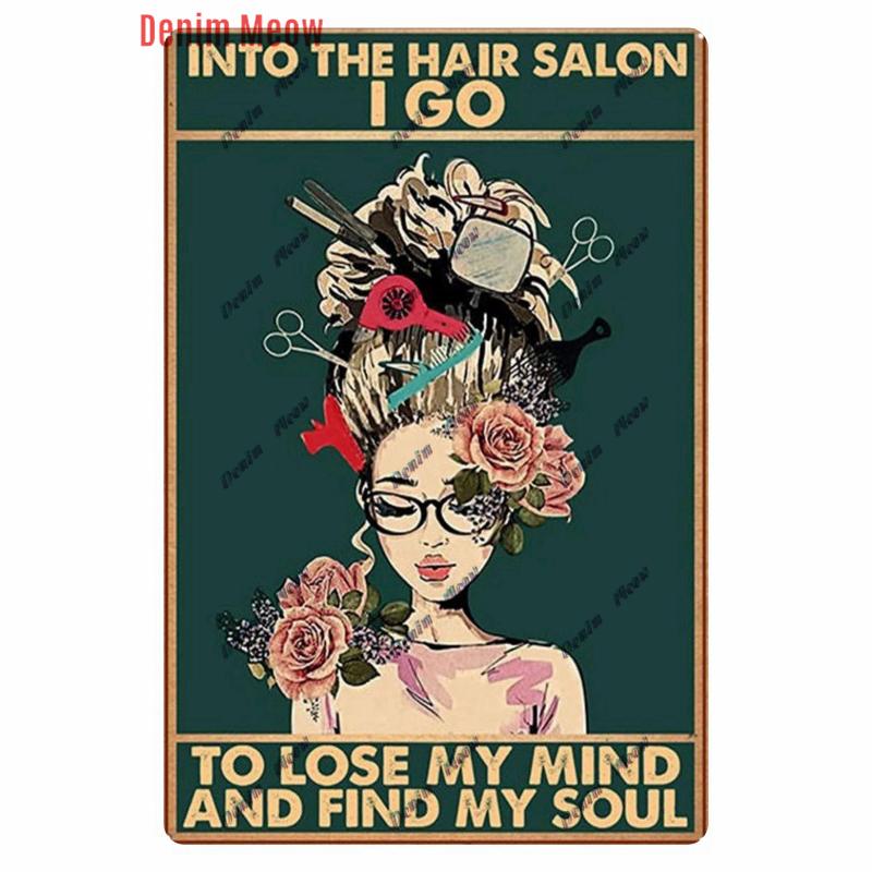 Vintage Hair Stylist Metal Tin Sign, Tattoo Artist Metal Poster, Retro Hairdressing Salon,  Room Wall Poster, Home Decor WY243