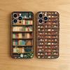 Estante de Livros Padrão Criativo Capa Para iPhone 17 16 15 14 13 12 11 Pro Plus Air 8 7 X XS Max Mini Bumper de TPU