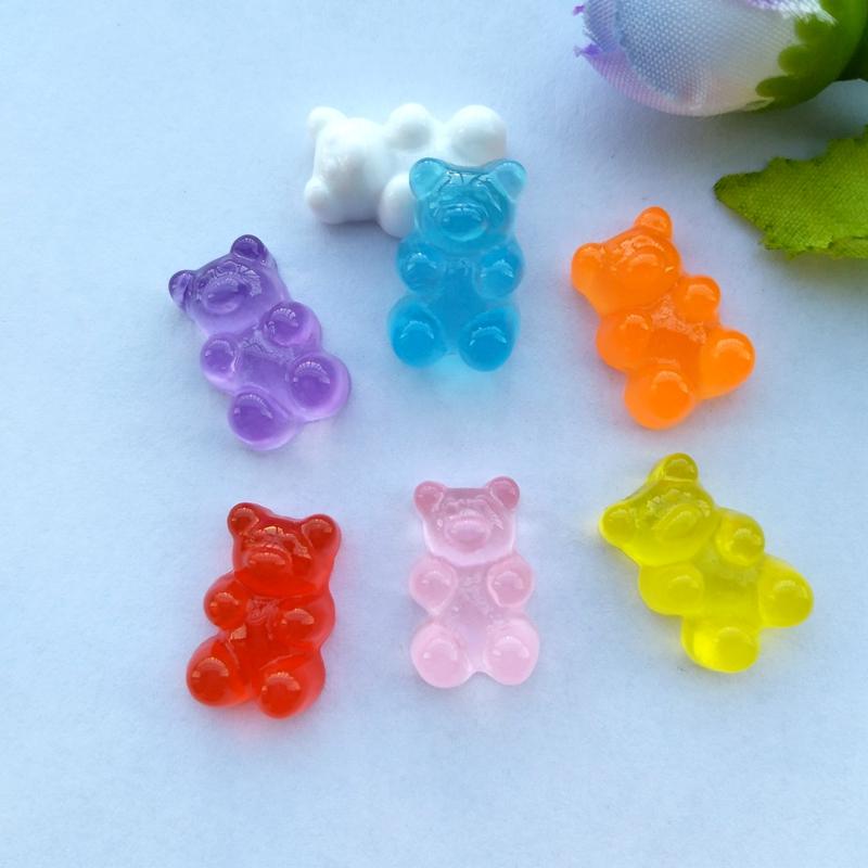 

20pcs Mix Colors Resin Bear Sweet Candy Flatback Cabochon Miniature pattern applique ornament craft DIY scrapbook
