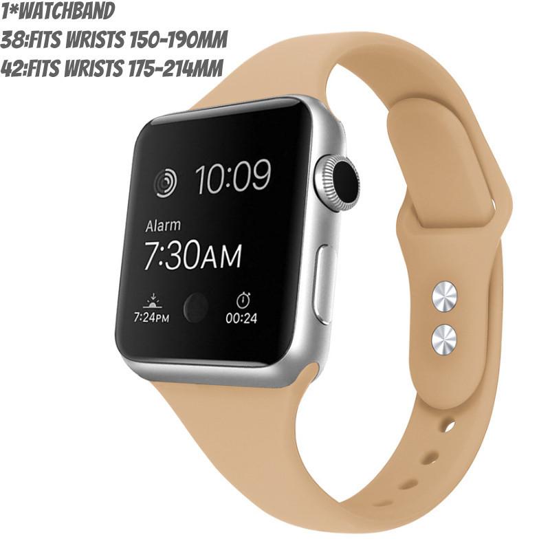Apple Watch Band Slim Waist Silicone Strap Double Buckle Lightweight Fitness