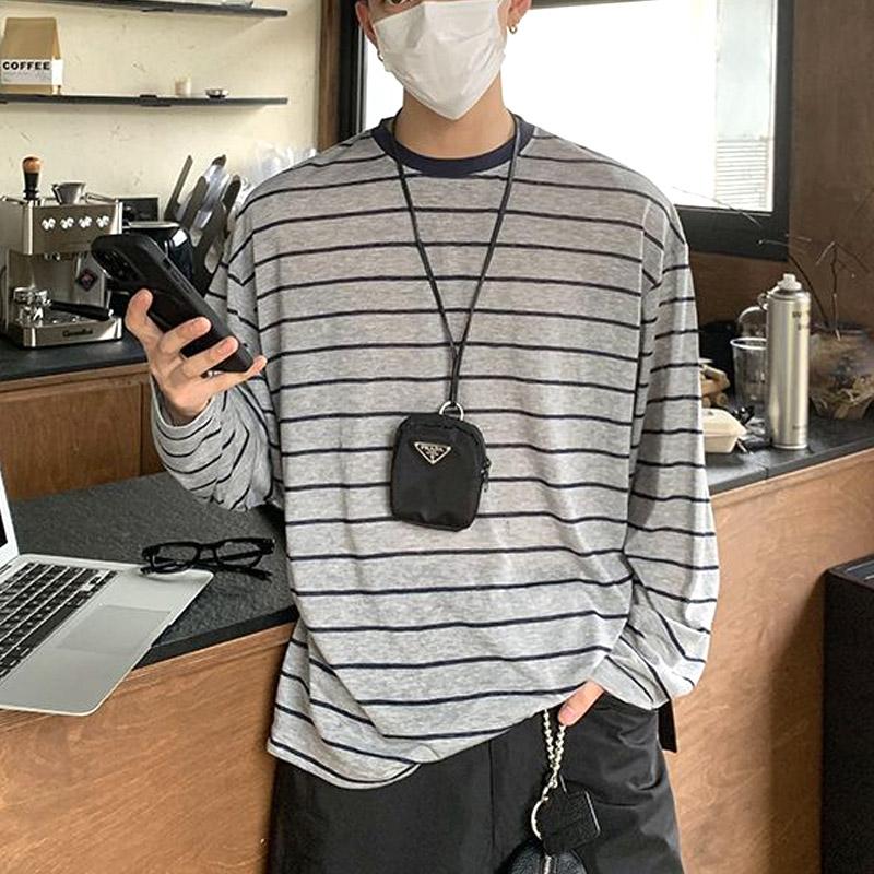 

Мужская ретро рубашка в ленивом стиле, в полоску, контрастного цвета, тонкая, с защитой от солнца, с длинным рукавом, мужские и женские дышащие топы L серый