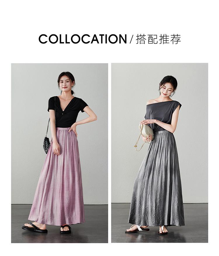 Artistic style umbrella skirt, 2026 summer thin, fashionable, loose, versatile, slimming, medium to long A-line skirt