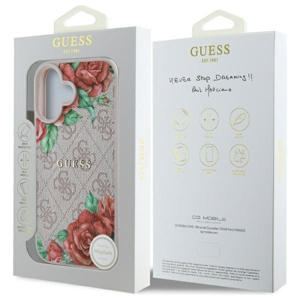 Guess Guhmp16Sp4Ropemcp Iphone 16 6.1   Różowy/Pink Hardcase 4G Flowers Print Magsafe