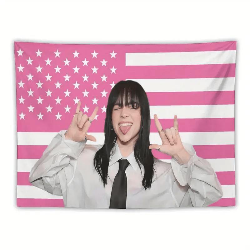 1pc CelebrityThemed Pink and White Flag Wall Tapestry Patriotic Decor for Bedroom Living Room Dorm Orientation