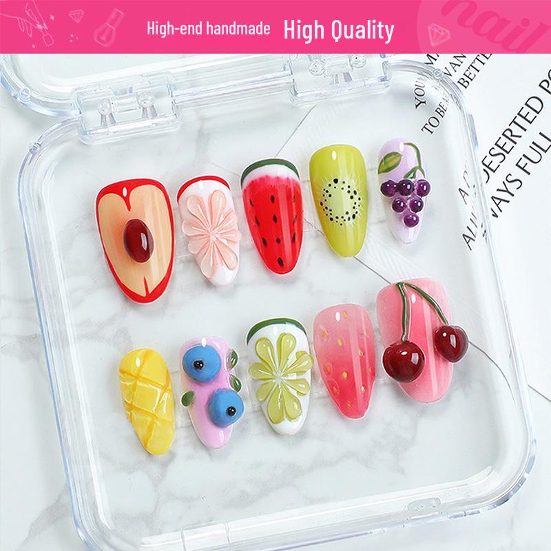 

Handmade Almond Spring/Summer Fruit Press-On Nails Large
