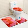 3Pcs/Set 3D Rose Printed Toilet Mat Set Bath Mat Toilet Cover Rug Christmas Bathroom Decorations